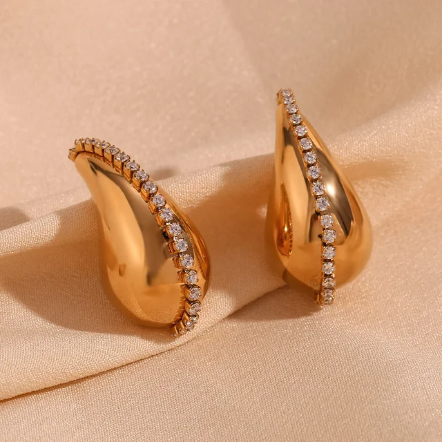 Gemma paved oversized teardrop earrings