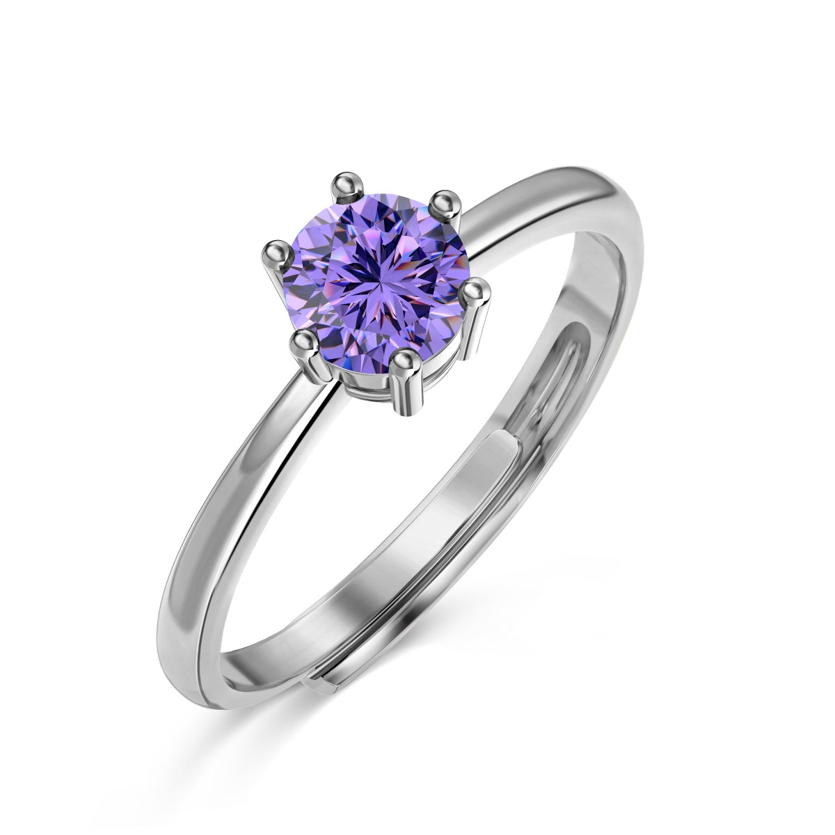 TWINKLE sterling silver solitaire adjustable ring