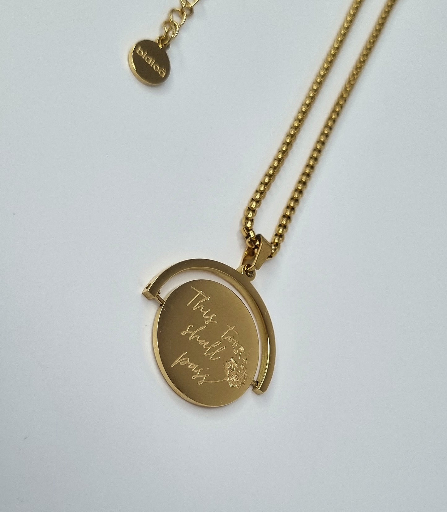 Double-Faced Affirmation Rotatable Fidget Necklace Dandelion Inspired Stainless Steel