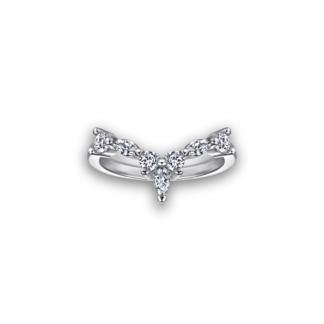 Tiara sterling silver wishbone ring