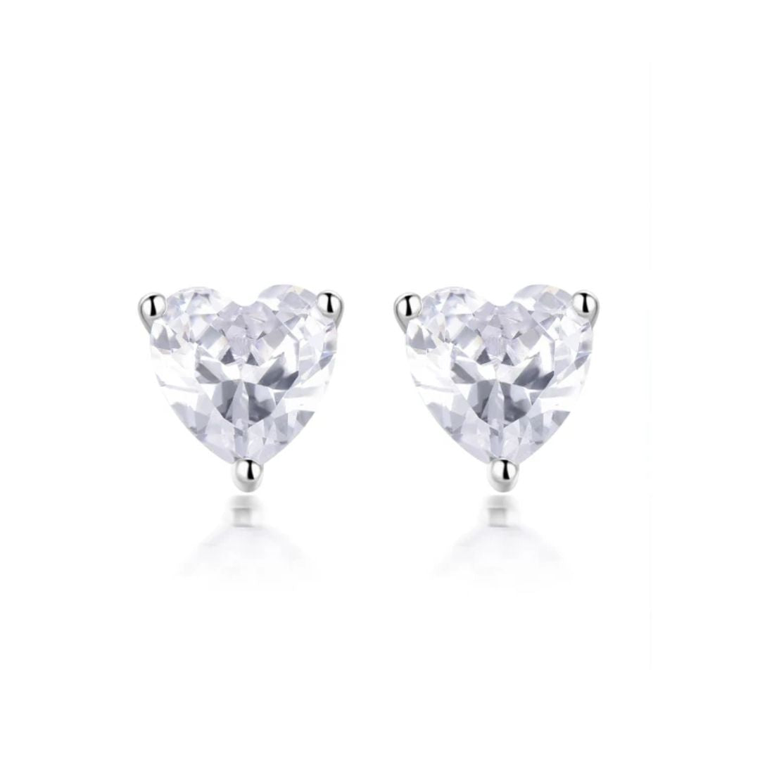 Loveburst sterling silver heart stud earrings