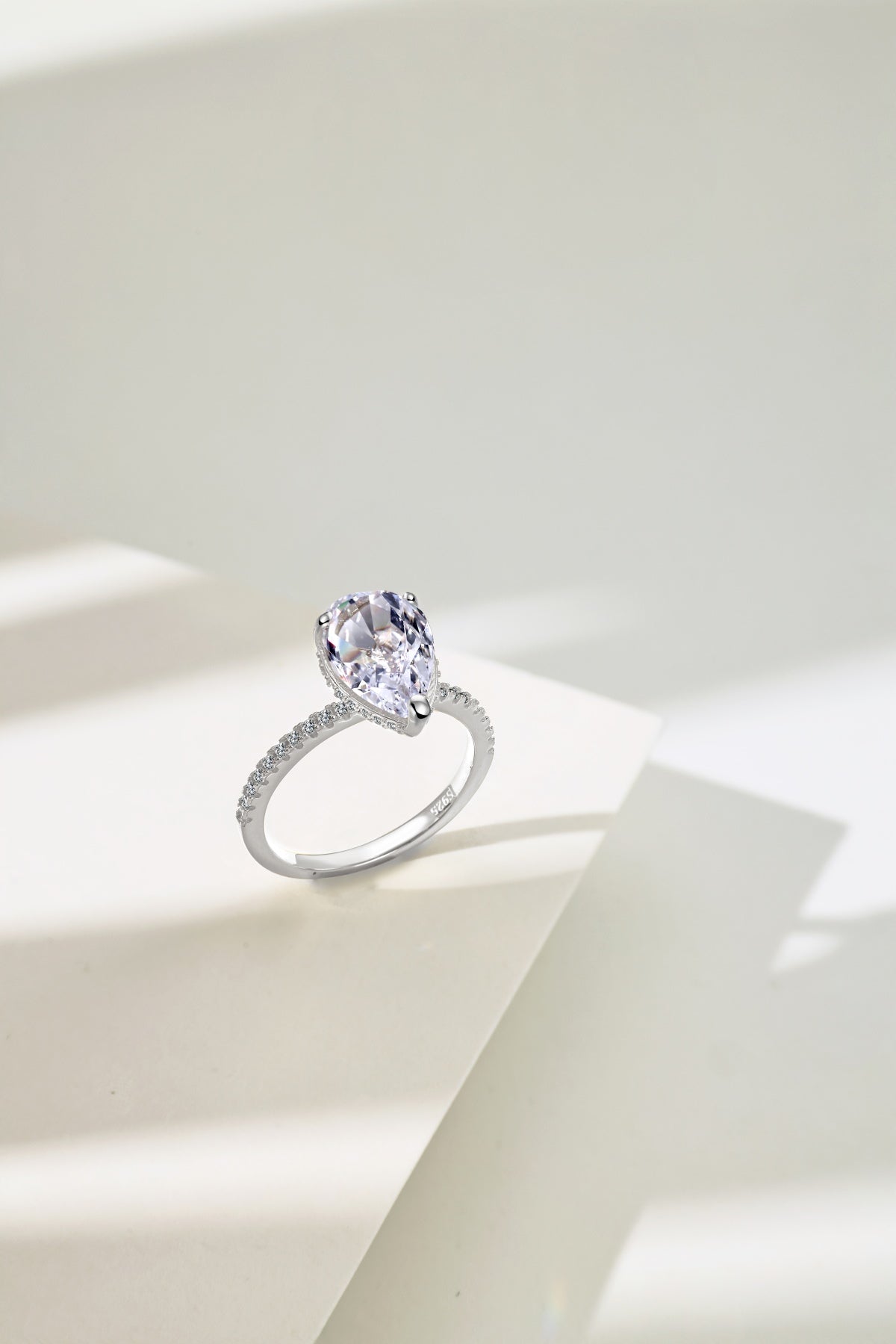 Kim pear cut sterling silver ring
