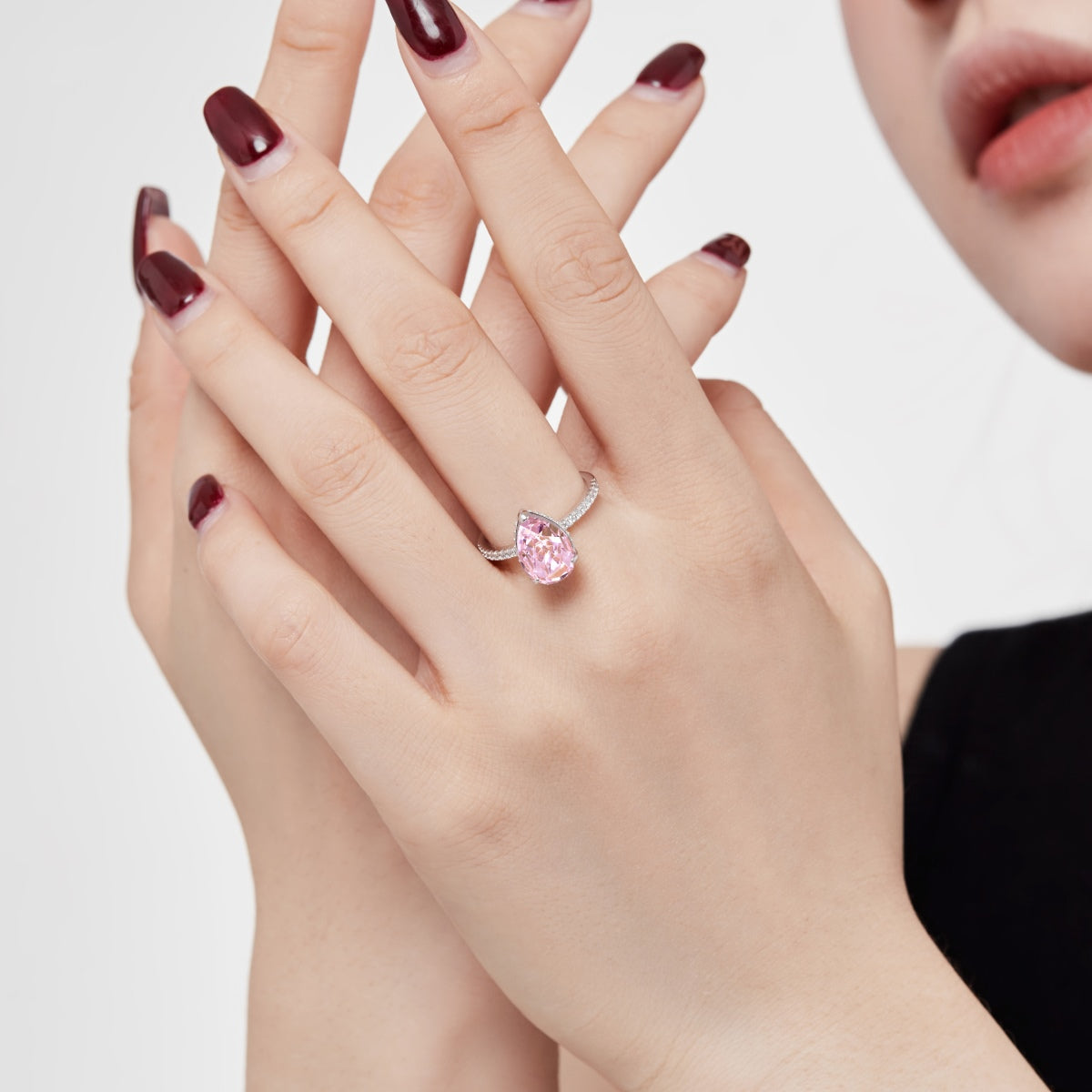Kim pear cut sterling silver ring