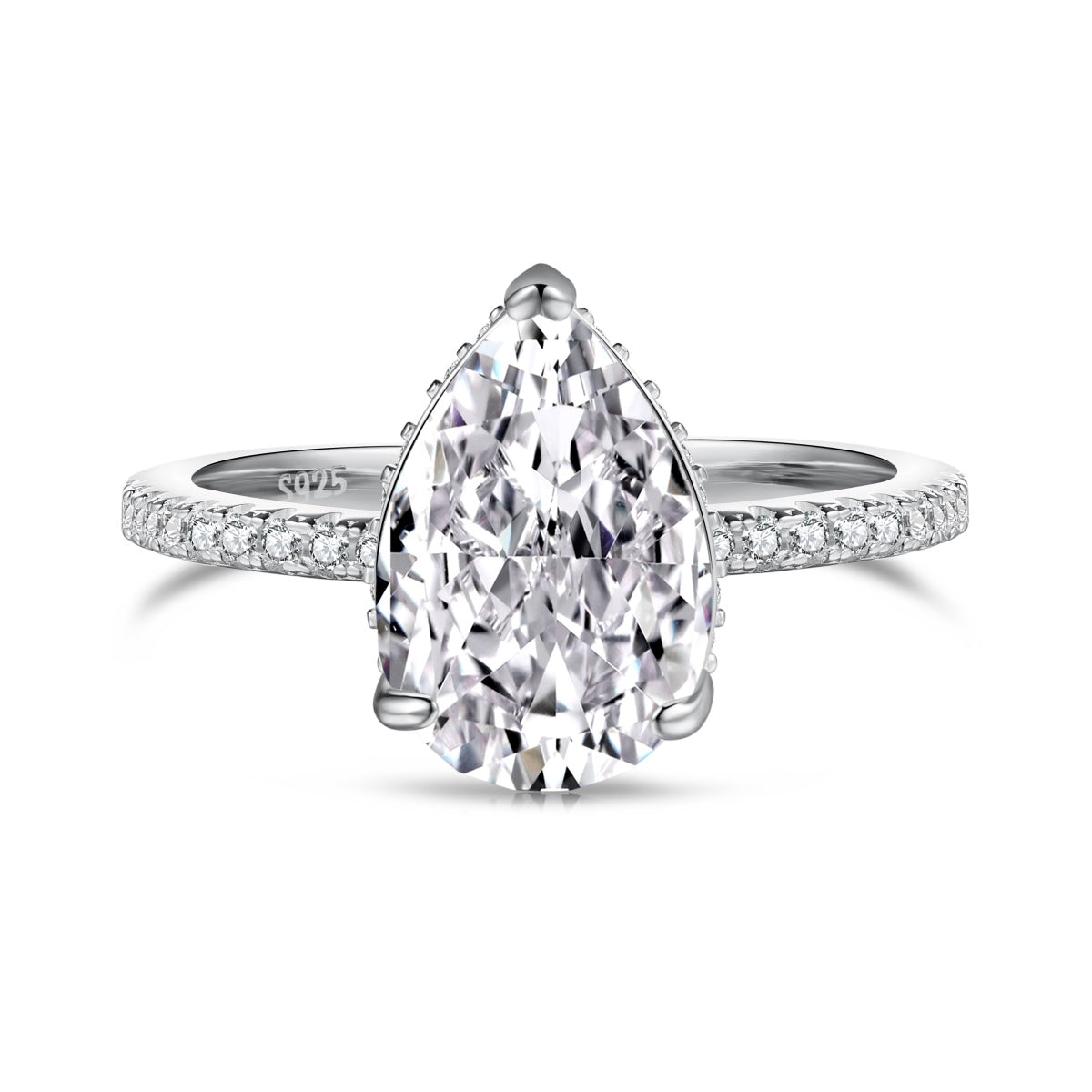 Kim pear cut sterling silver ring