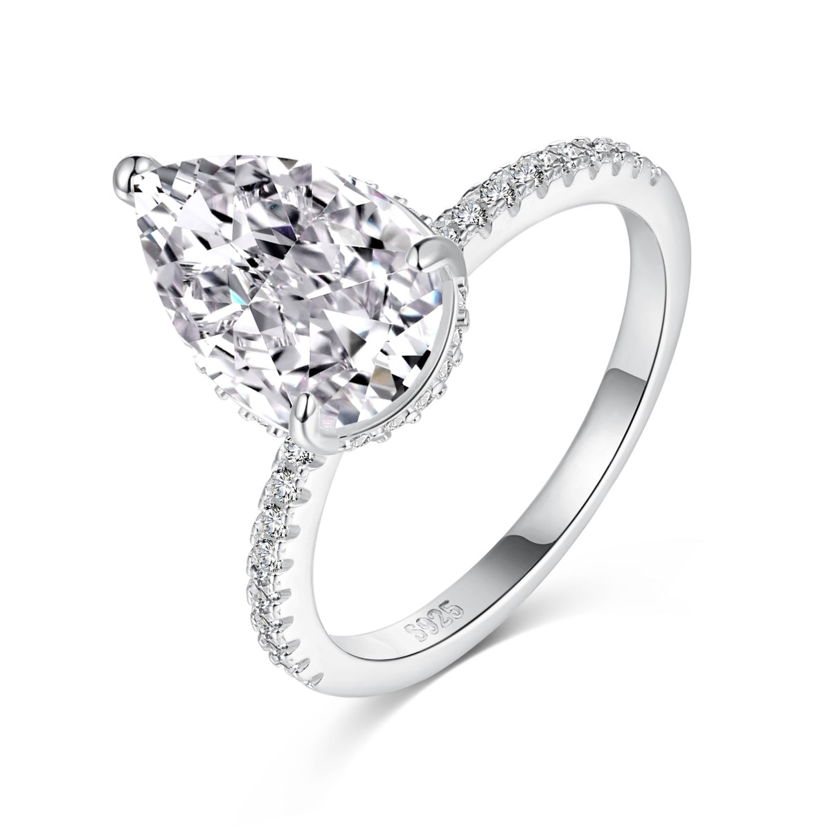 Kim pear cut sterling silver ring