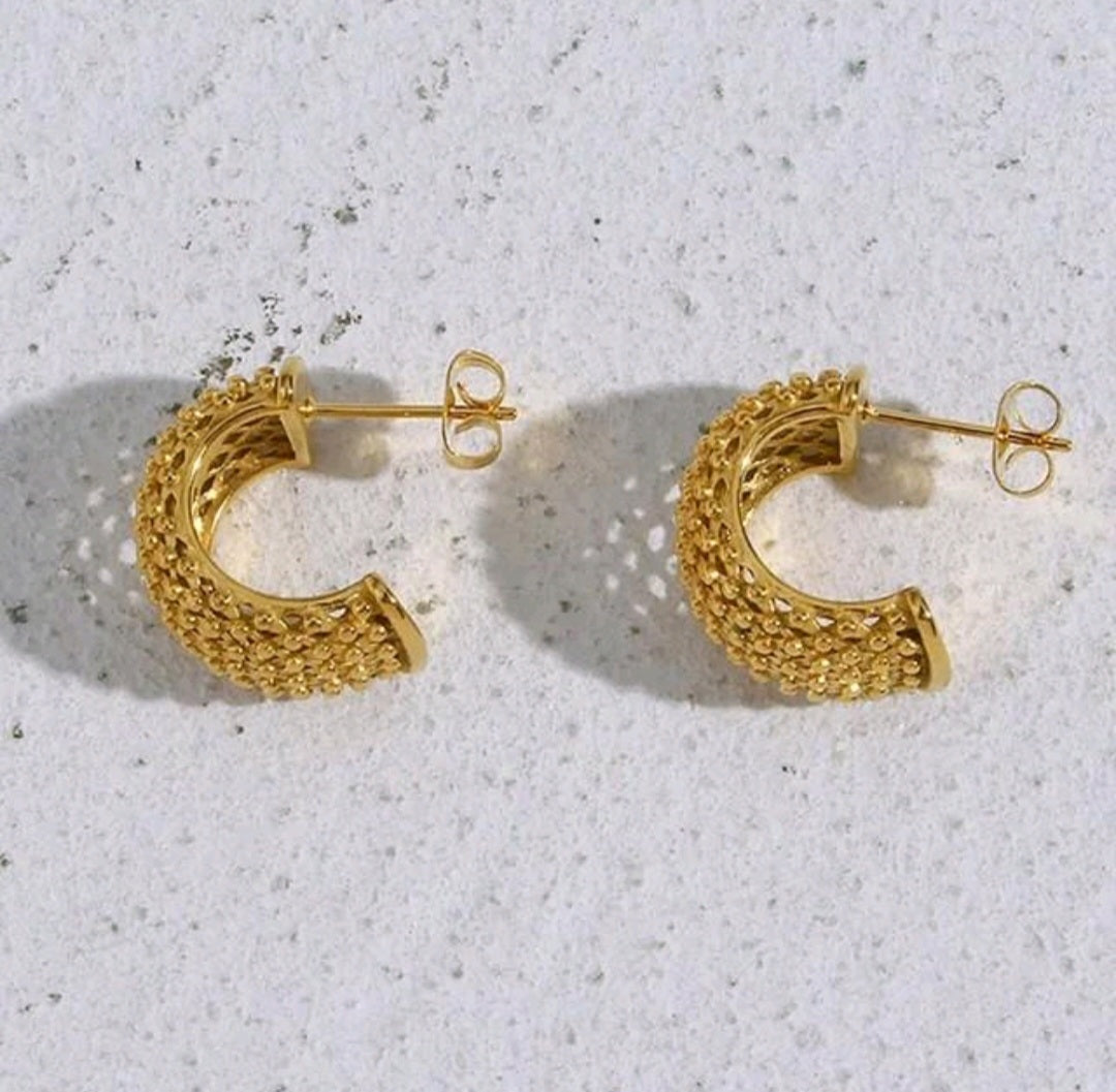 Misha mesh shape stainless steel hoop stud earrings