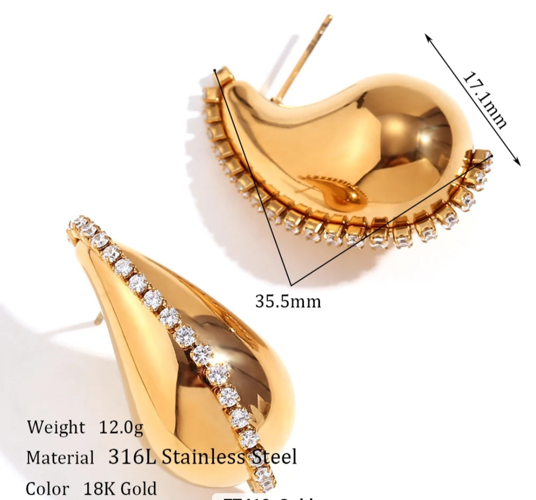Gemma paved oversized teardrop earrings