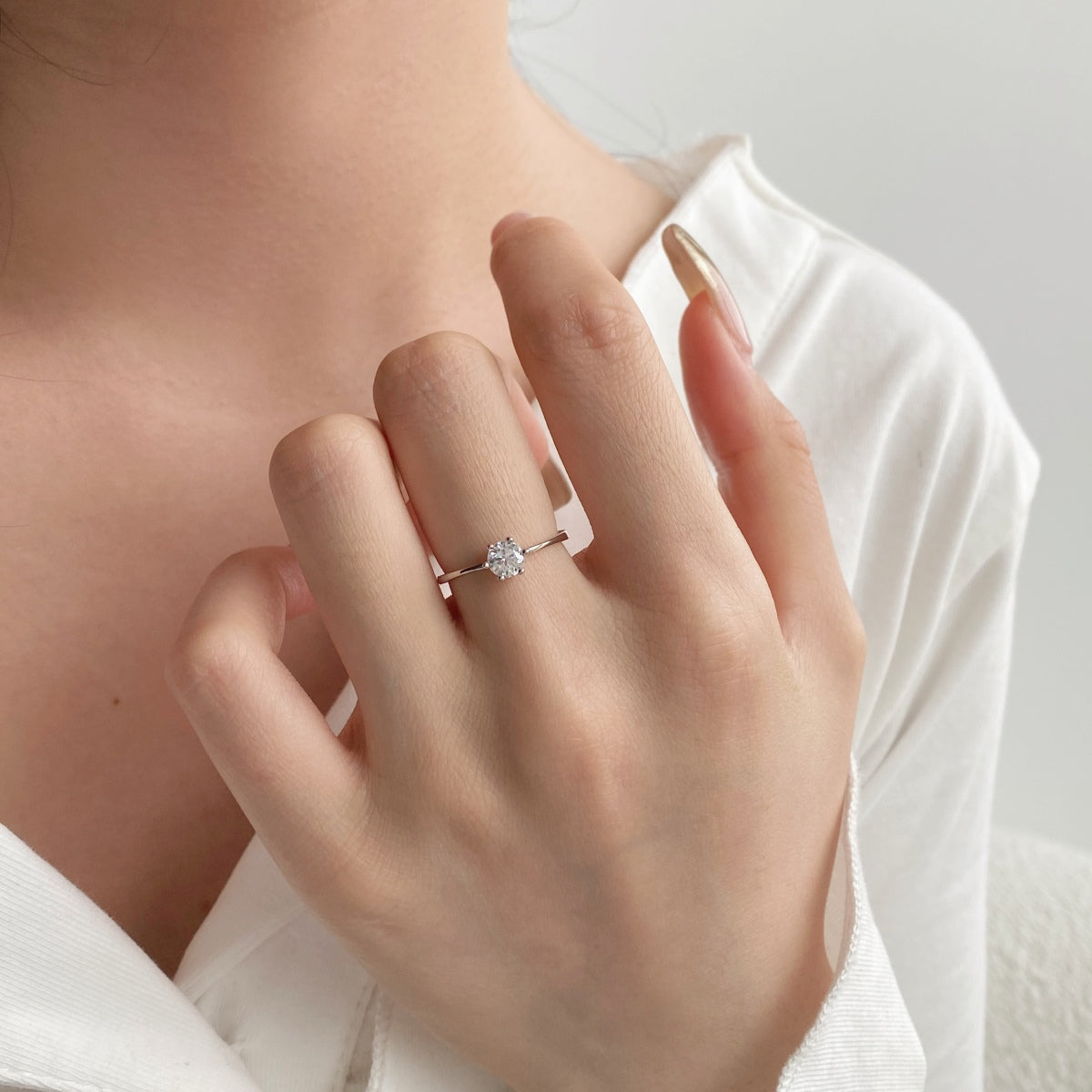 TWINKLE sterling silver solitaire adjustable ring