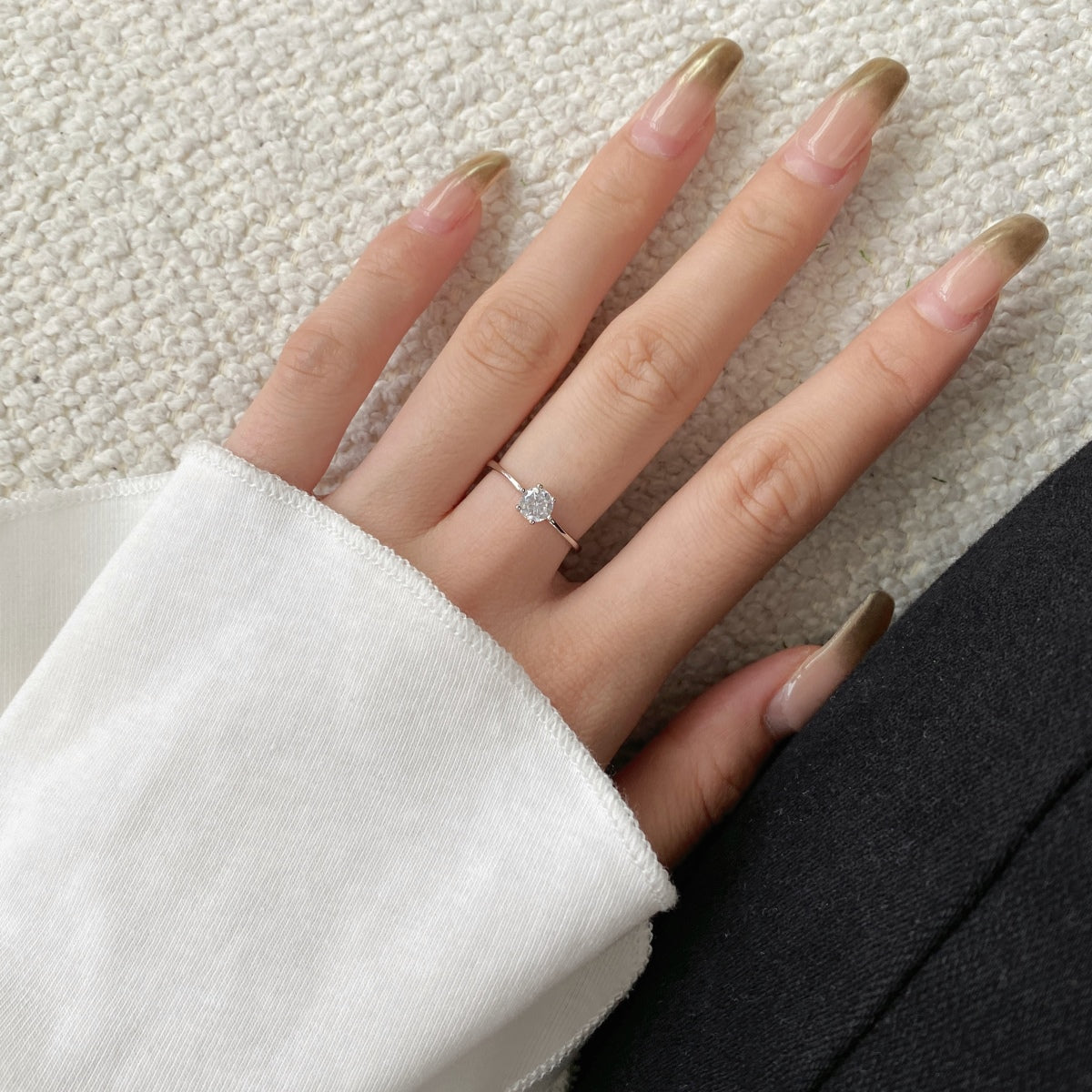 TWINKLE sterling silver solitaire adjustable ring