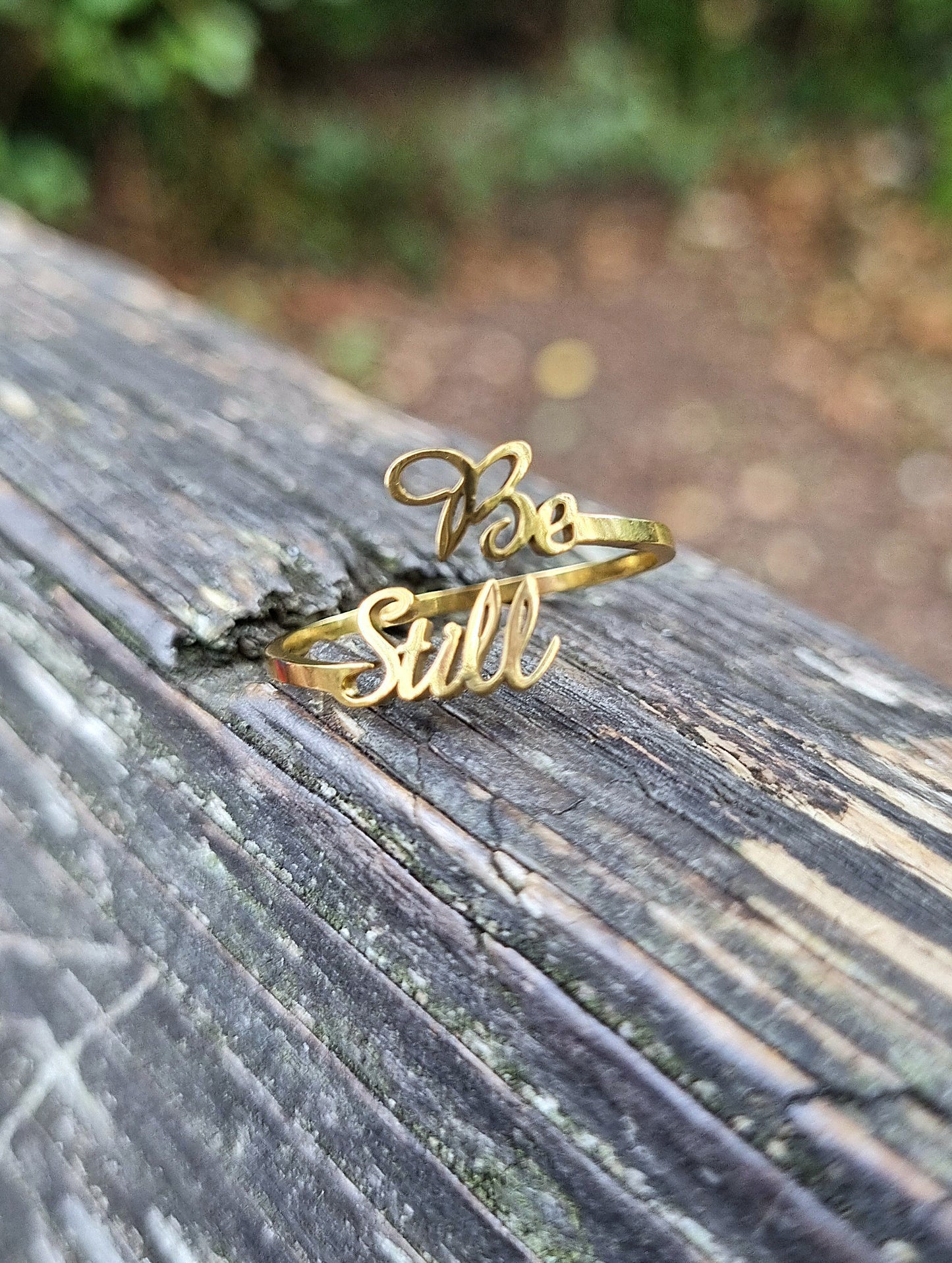 BE STILL stainless steel Adjustable ring