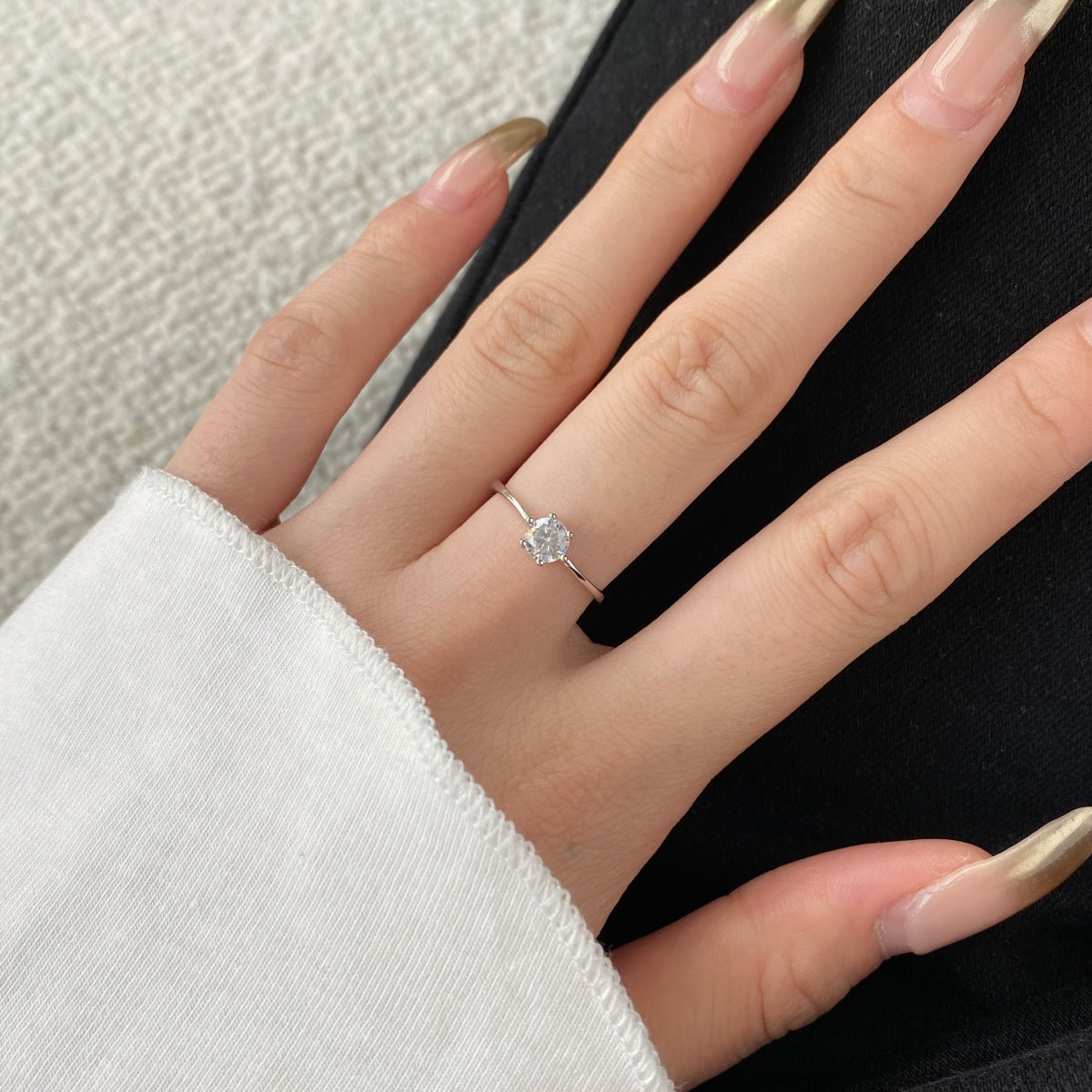 TWINKLE sterling silver solitaire adjustable ring