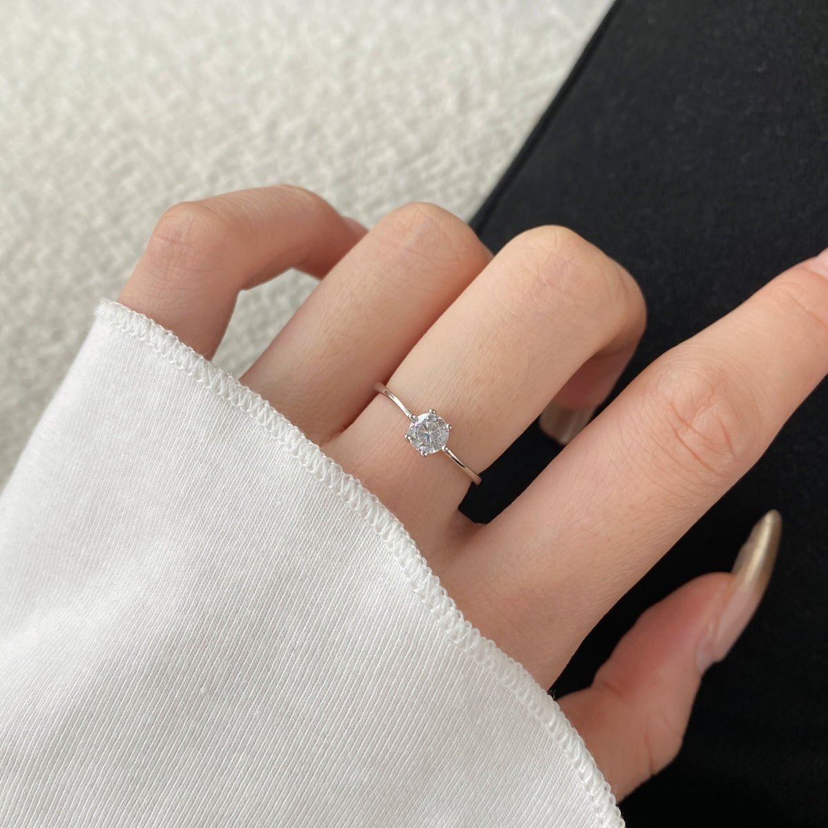 TWINKLE sterling silver solitaire adjustable ring