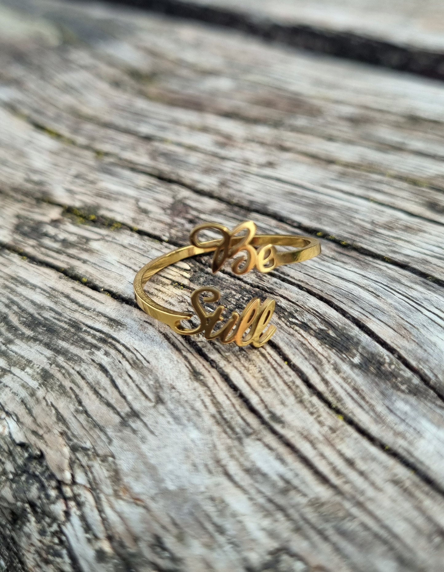 BE STILL stainless steel Adjustable ring