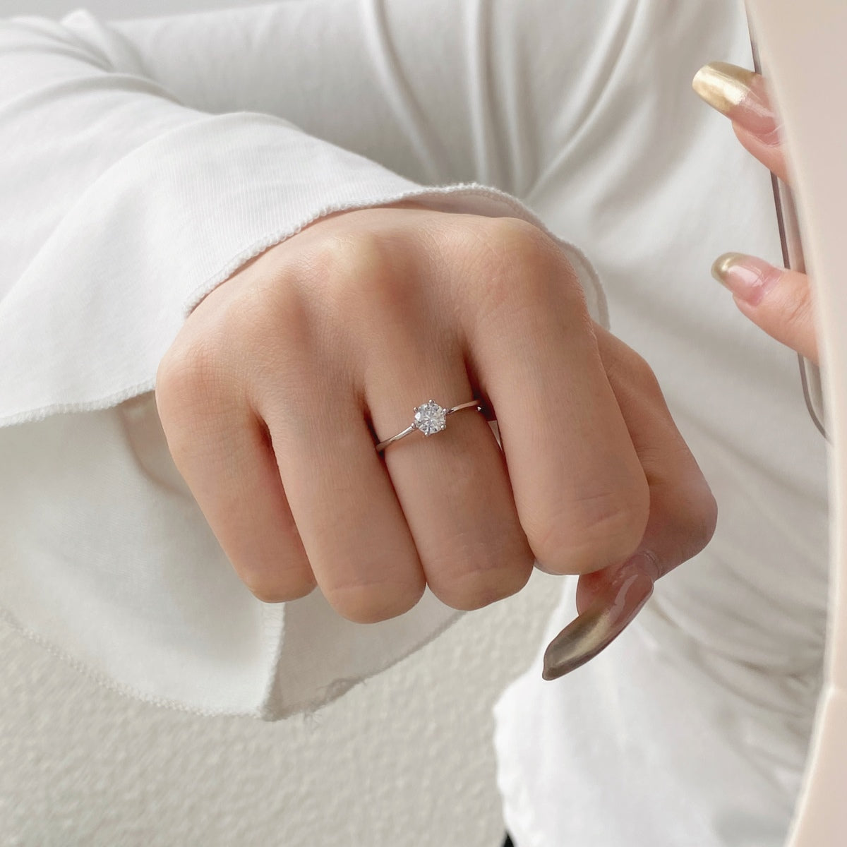 TWINKLE sterling silver solitaire adjustable ring