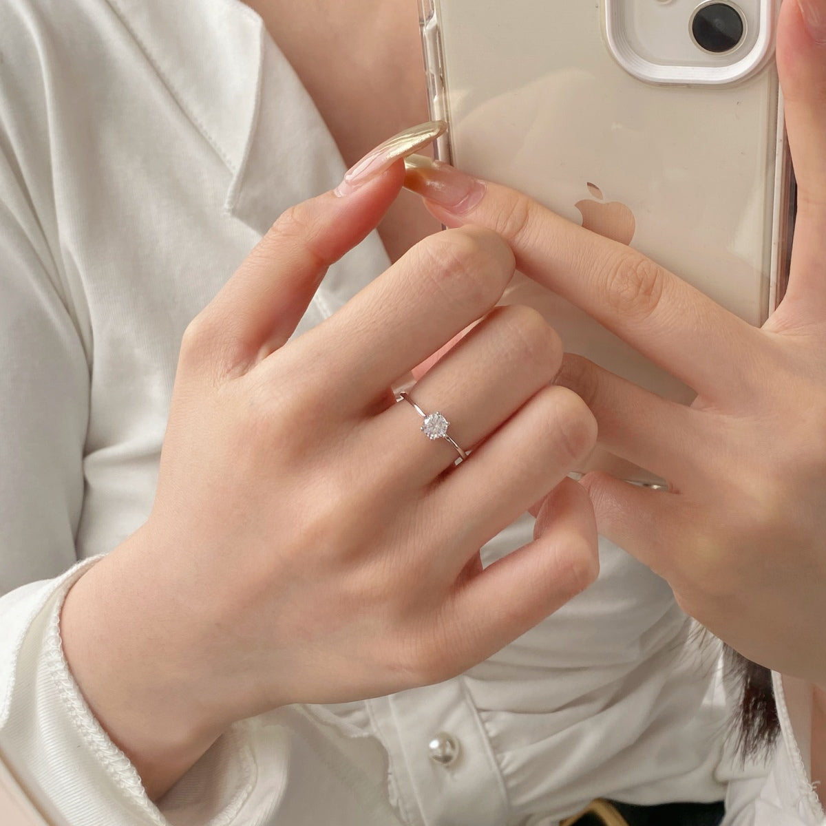 TWINKLE sterling silver solitaire adjustable ring