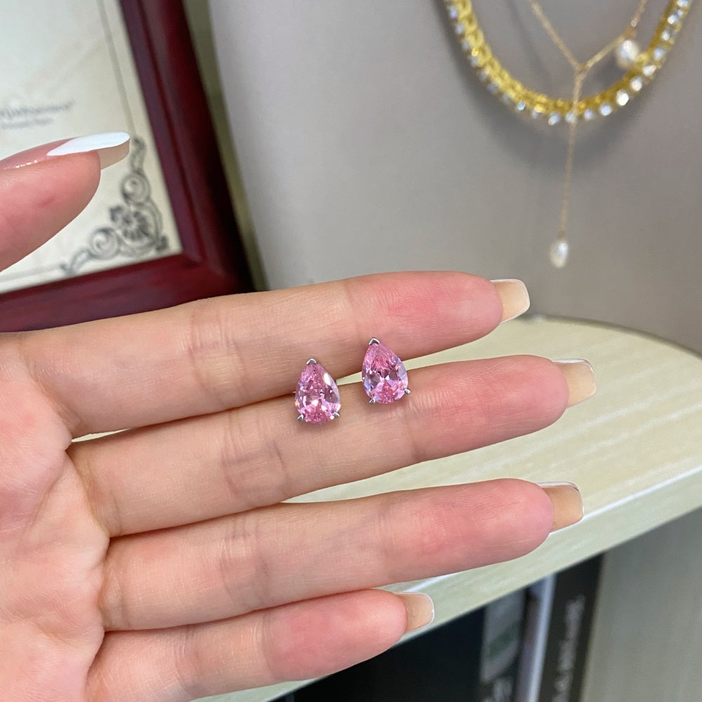 Felicia pink sterling silver stud earrings