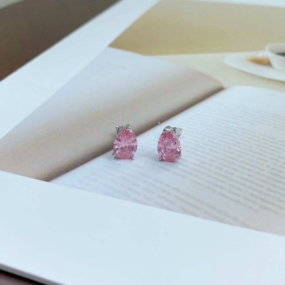 Felicia pink sterling silver stud earrings