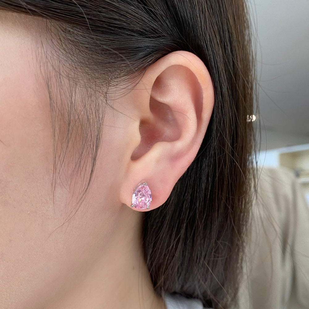 Felicia pink sterling silver stud earrings