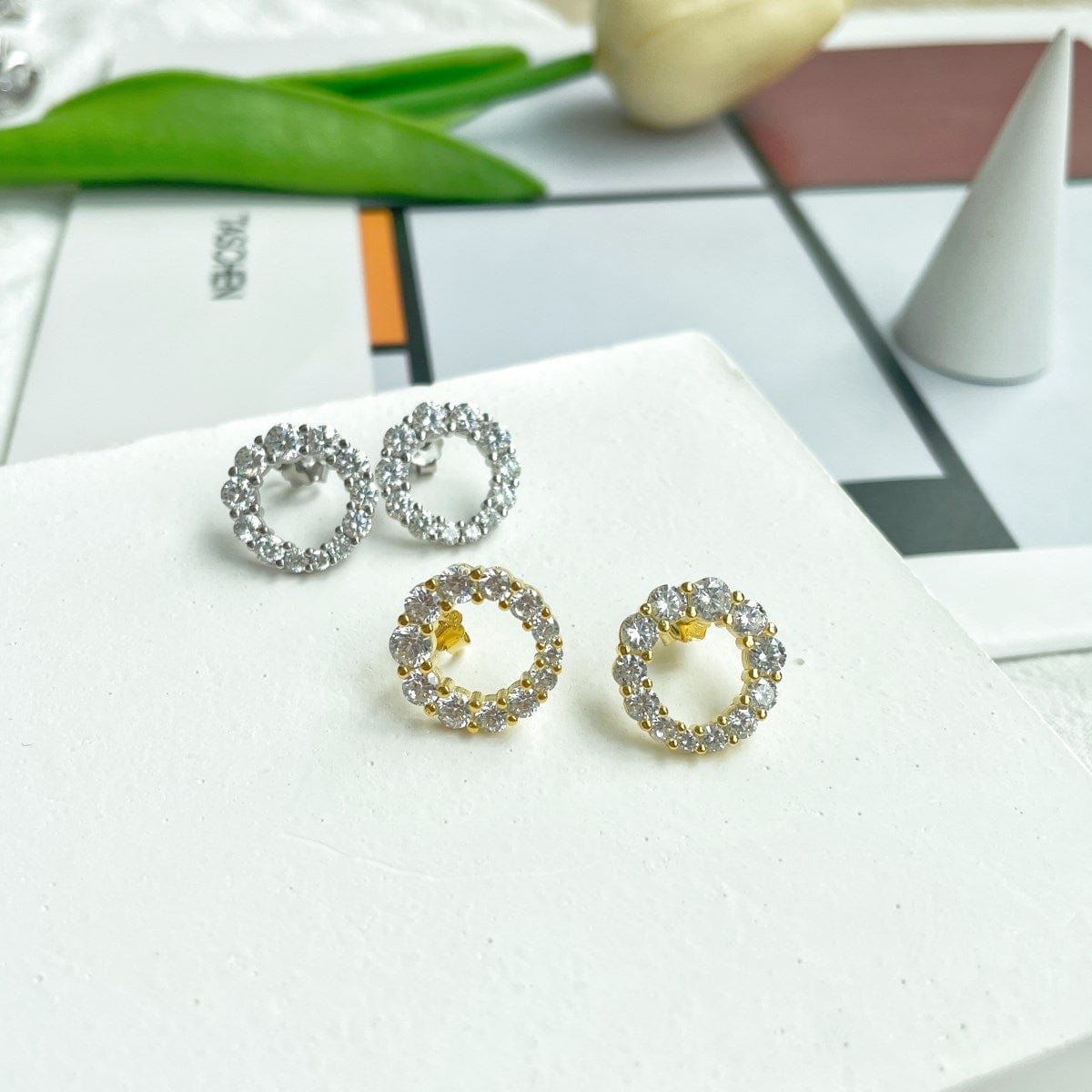 The Circle studded sterling silver earrings | Handmade sterling silver jewelry | Rings, Earrings & Necklaces online | Bidicä.