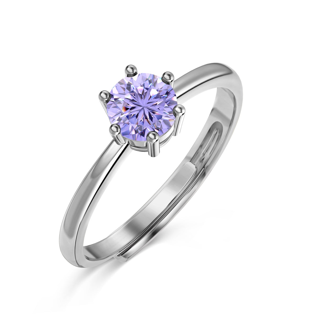 TWINKLE  sterling silver solitaire adjustable ring