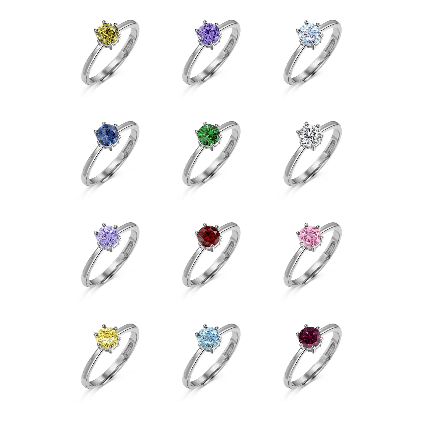 TWINKLE  sterling silver solitaire adjustable ring