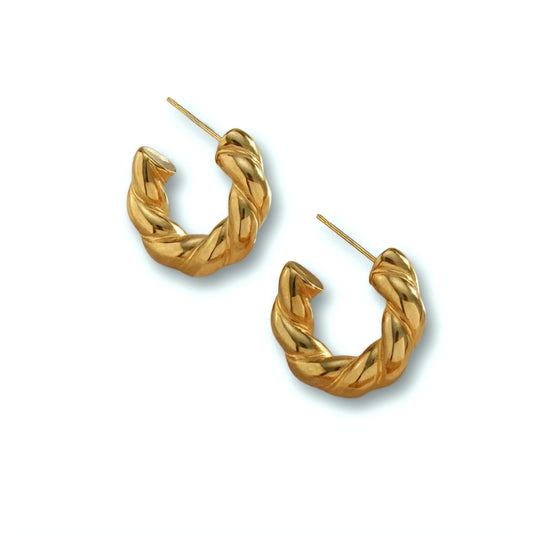 Medium gold twisted hoops