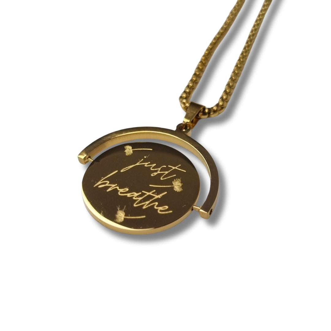 Double-Faced Affirmation Rotatable Fidget Necklace  Dandelion Inspired Stainless Steel