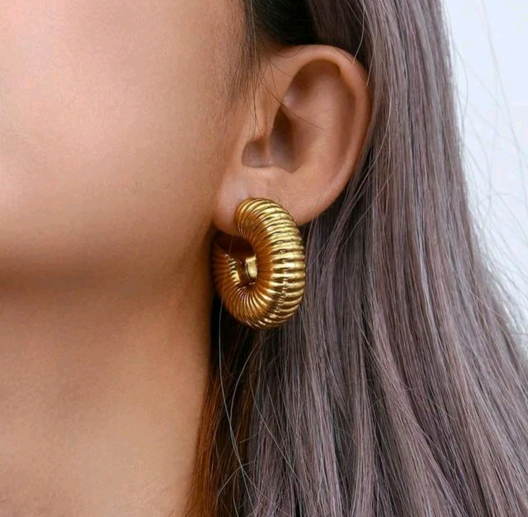 SPIRAL Chunky Hoops stainless Steel earrings