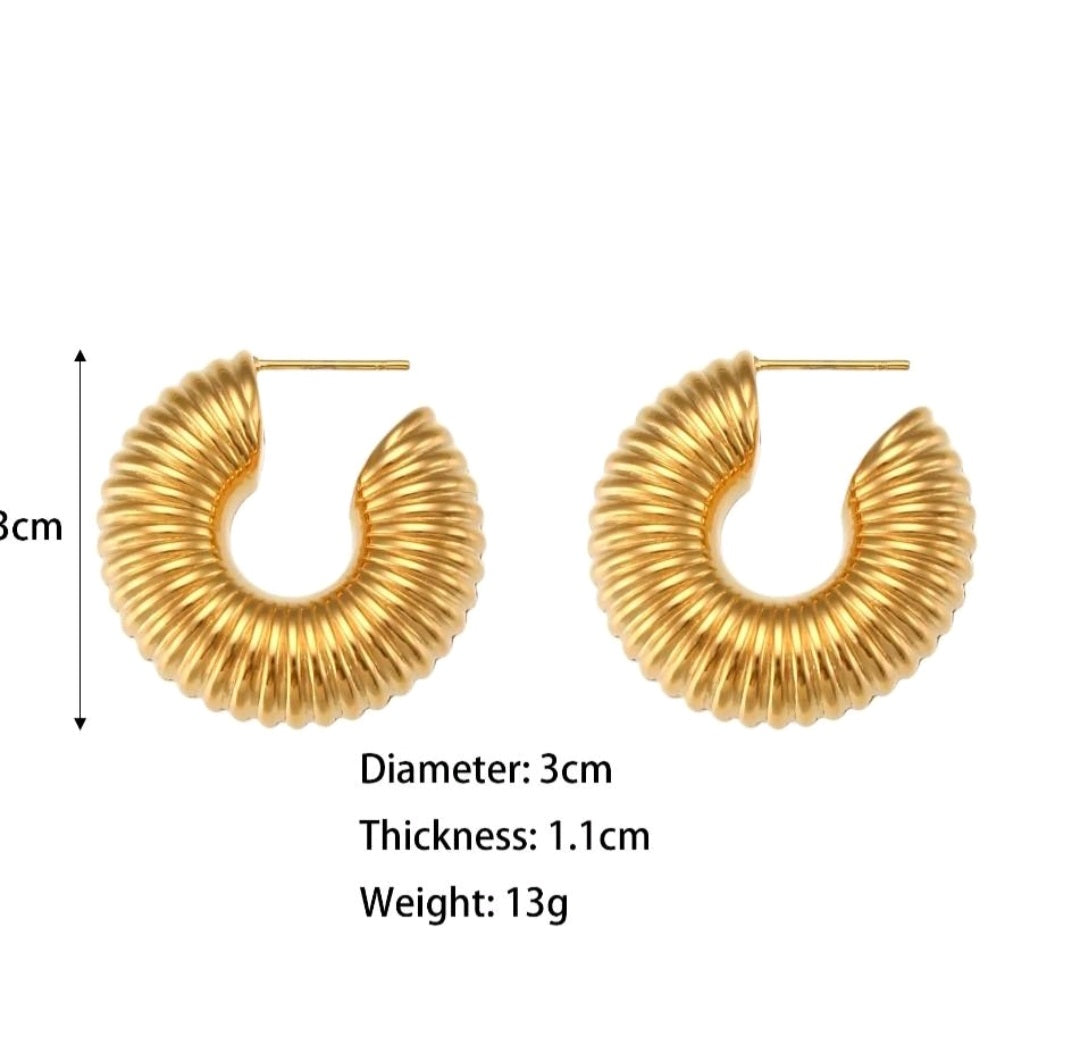 SPIRAL Chunky Hoops stainless Steel earrings