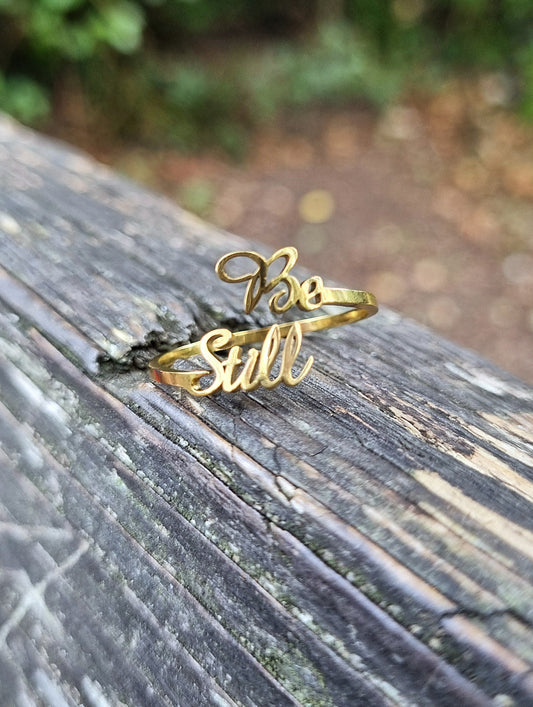 BE STILL stainless steel Adjustable ring